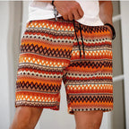 Men's Pocket Decorative Four-sided Stretch 3d Printed Thin Youth Casual Shorts Orange - D&A