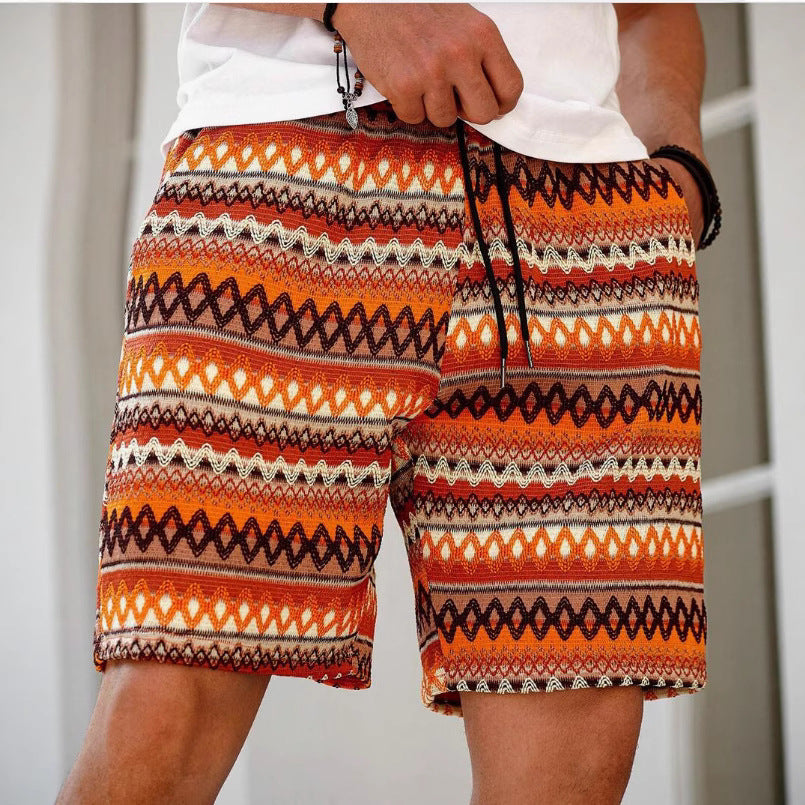 Men's Pocket Decorative Four-sided Stretch 3d Printed Thin Youth Casual Shorts Orange - D&A