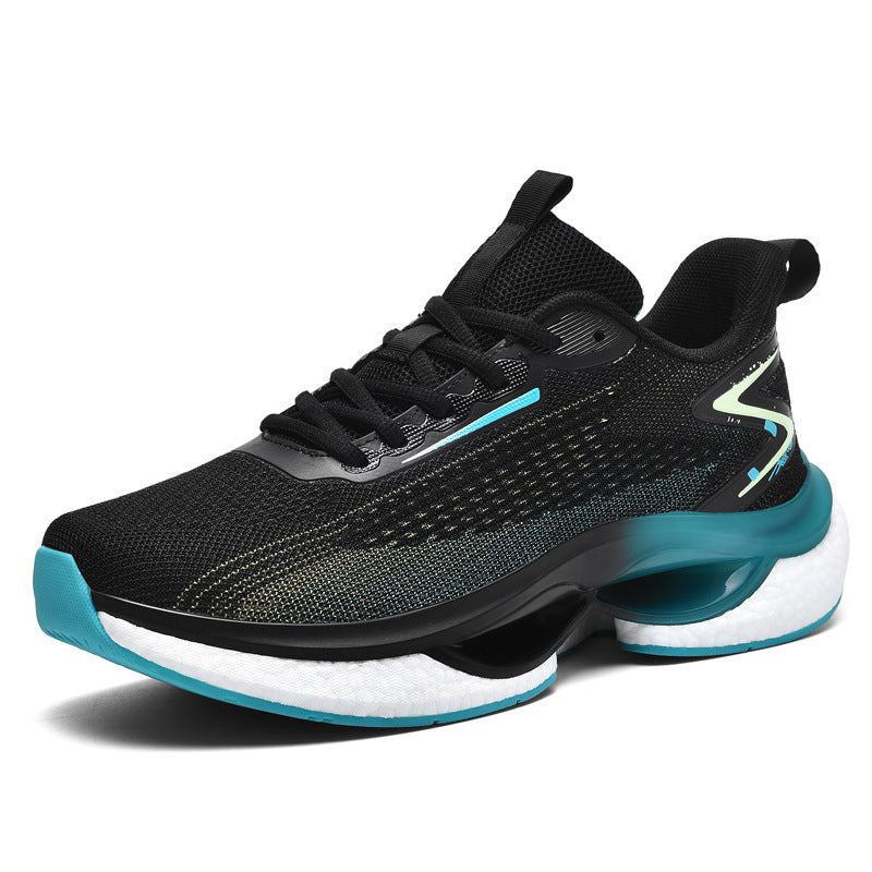 Men's Lightweight Comfortable Soft Bottom Casual Sneaker Black Green - D&A
