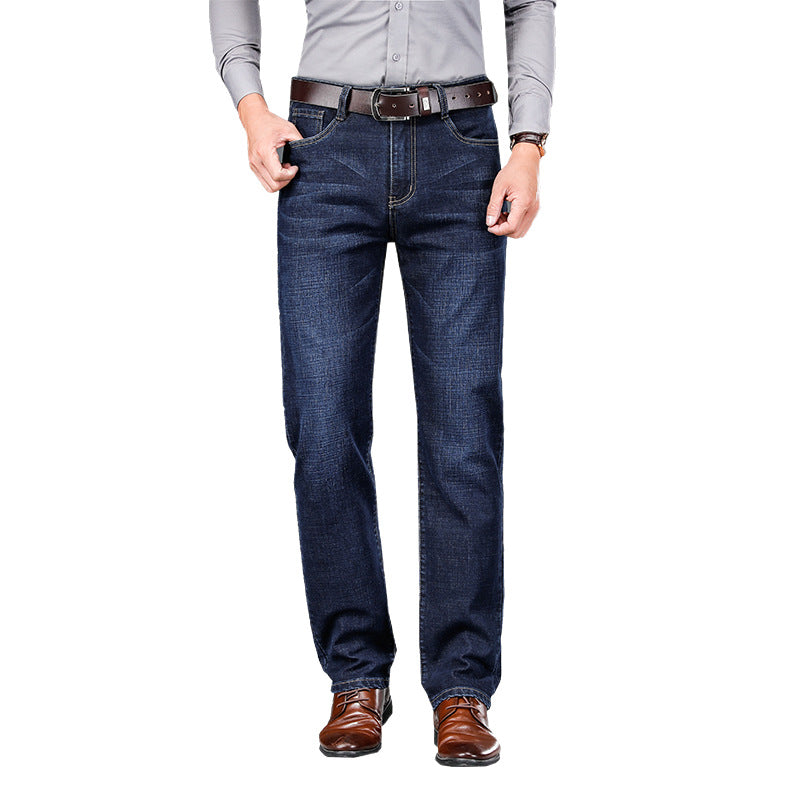 Men's Jeans Straight Loose Elastic Business Trousers - D&A