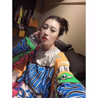 Graffiti Printing Design Round Neck Long Sleeve T-shirt - D&A