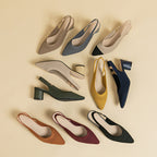 Hollow-out Knitted Closed Toe Back Empty Strap Sandals Pointed Toe - D&A
