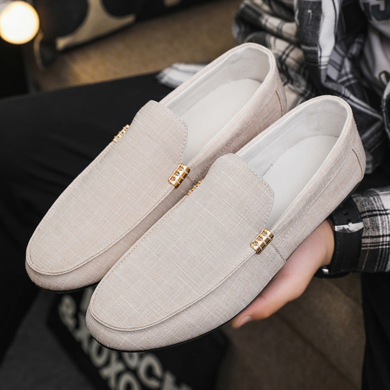Fashion Business Breathable Soft Bottom Men's Casual Shoes Beige - D&A