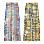 Retro Plaid Overalls Men's Loose Straight Casual Pants - D&A
