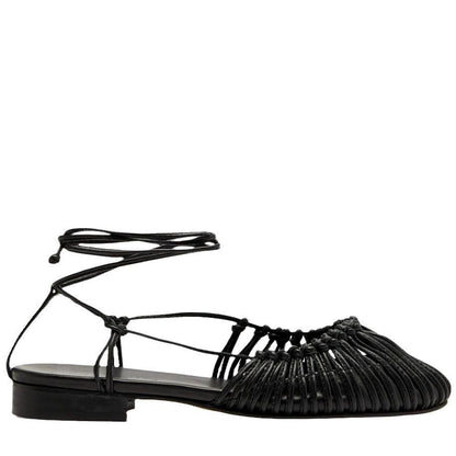 Niche Handmade Weave Vintage Genuine Leather Twine Grip Sandals - D&A