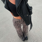 Leopard Print Mesh Floral Print Trousers - D&A