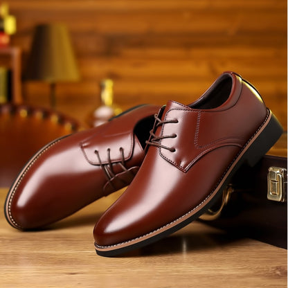 Plus Size Business Formal Wear Black Leather Shoes For Men Wine Red - D&A