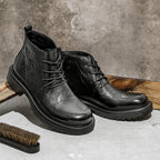 First Layer Cowhide Men's High-top Martin Boots British Formal Wear - D&A