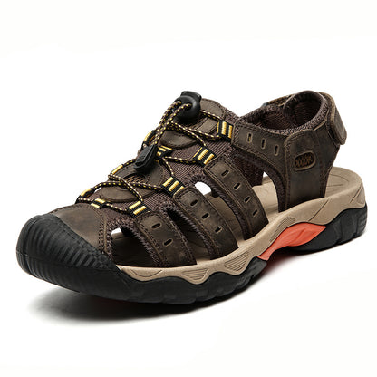 Summer Closed Toe Sandals Men's Leisure Outdoor Dark Brown - D&A
