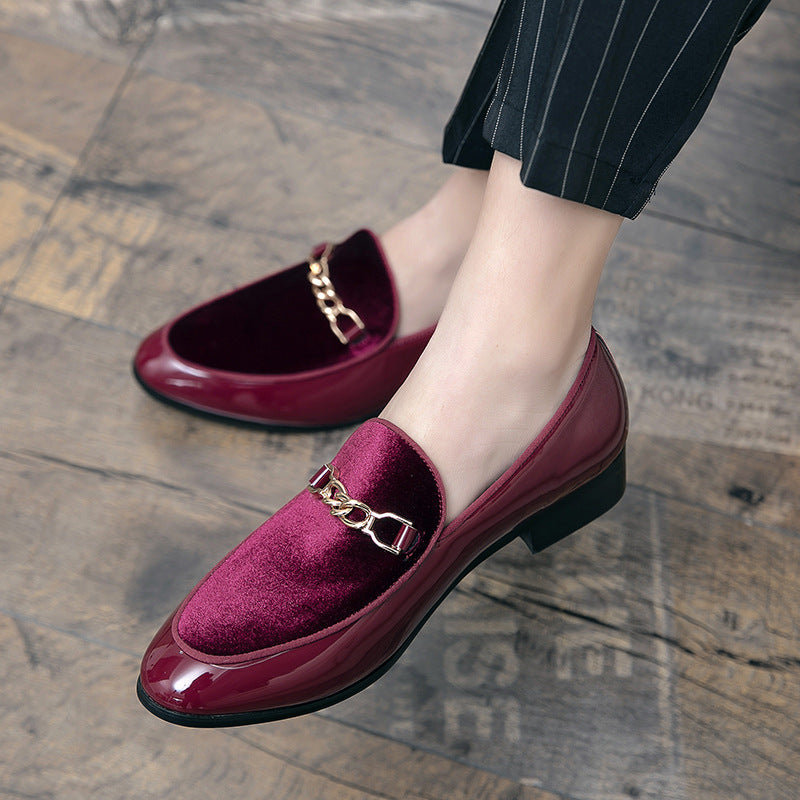 Pointed Casual Leather Shoes Men's Shoes 6955 Red - D&A