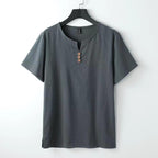 Men's Chinese-style Cotton And Linen V-neck Short Sleeve - D&A