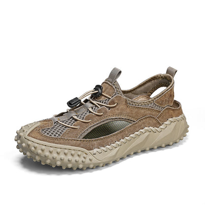 Men's Outerwear Sports Sandals Hole Non-slip Hollow Wading Shoes 8854 Khaki - D&A