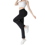 Ladies Mid Waist Abdominal-shaping Slimming Cropped Pants Casual Pocket Bootcut Trousers - D&A