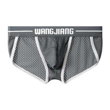 Mesh Breathable Ice Silk Men's Triangle Underwear Dark Gray - D&A