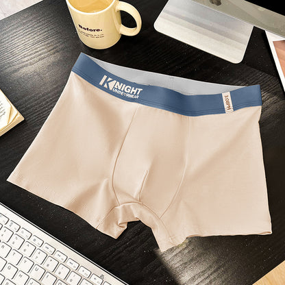 Simple Letter Men's Underwear Cotton Antibacterial Breathable Boxers Champagne - D&A