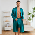 Men's Robes Shorts Suit Solid Color Homewear - D&A