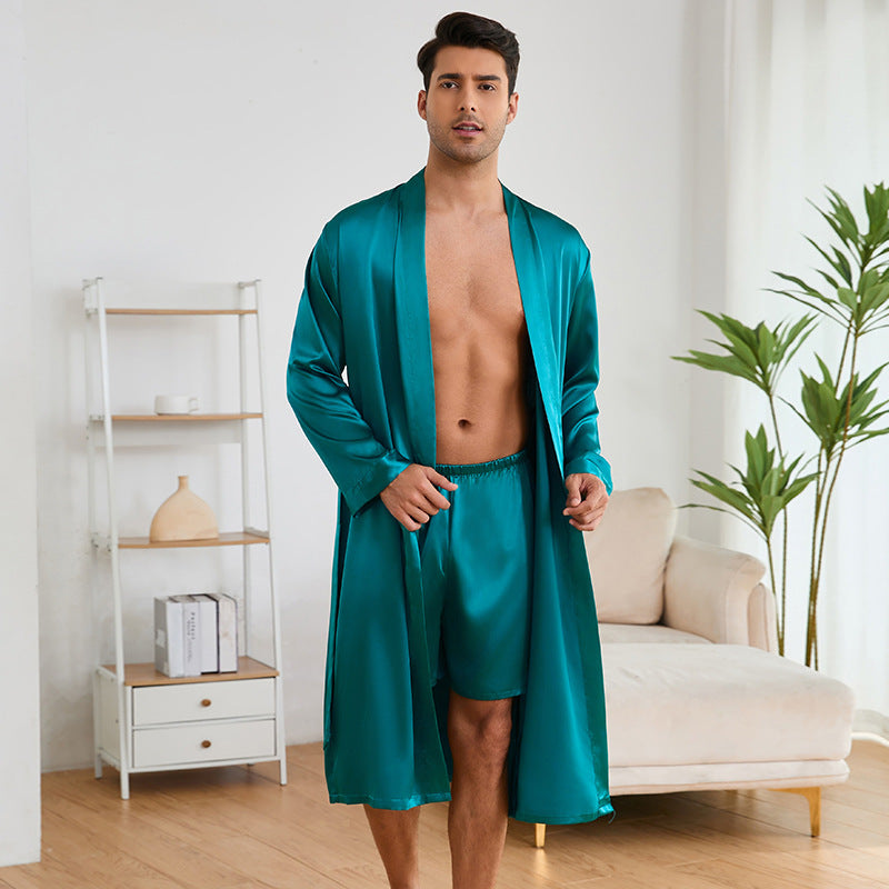 Men's Robes Shorts Suit Solid Color Homewear - D&A