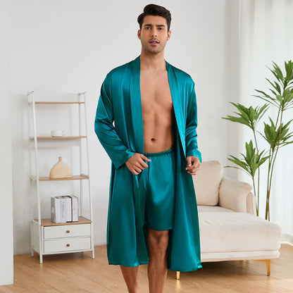 Men's Robes Shorts Suit Solid Color Homewear - D&A