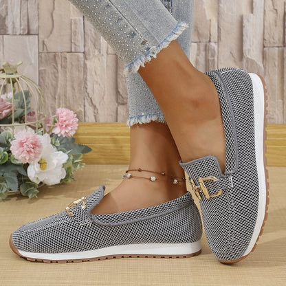 Women's All-match Casual Solid Color Flat Simple Sneaker Black - D&A