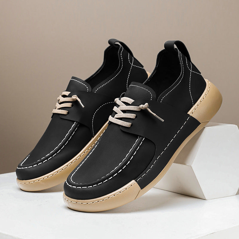 All-match Retro British Business Casual Leather Shoes Men Black - D&A