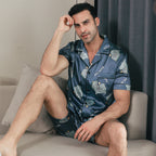 Ice Silk Short Sleeve Pajamas Men Can Be Outerwear Homewear - D&A