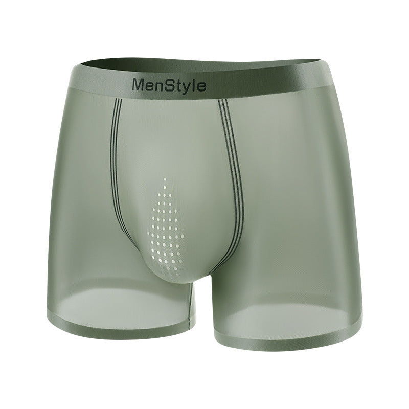 Satin Ice Silk Breathable Single-layer Bottom Crotch Seamless Boxers - D&A