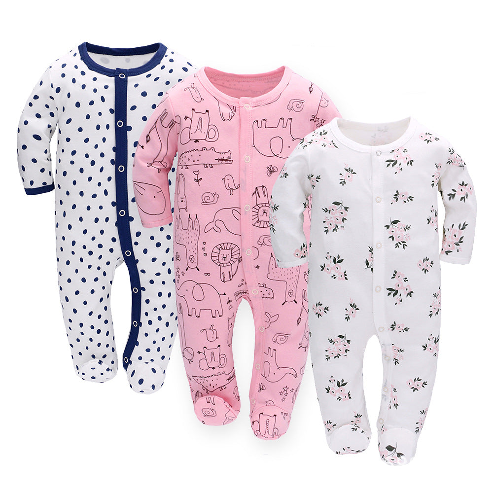 Baby Jumpsuit Long Sleeve Romper Flower Animal Gem - D&A