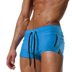 Men's Polyester High Waist Tight Lace-up Swimming Trunks - D&A