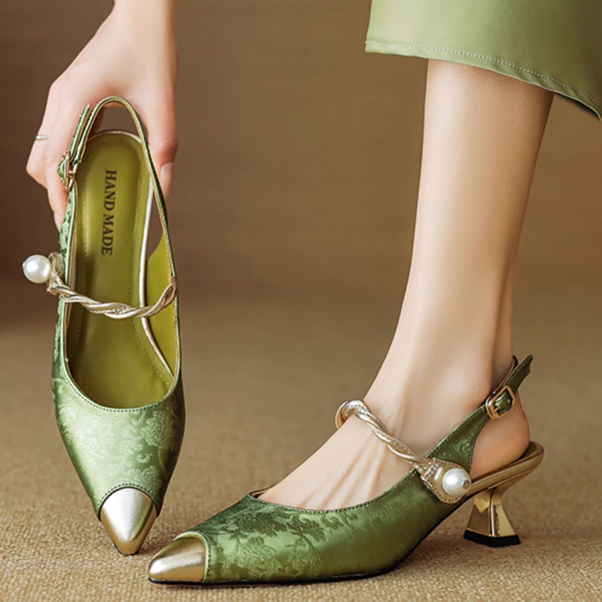 Ankle-strap Stilettos Sandals Pointed Toe Mid Heel Women's Summer - D&A