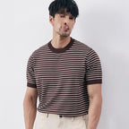 Men's High-grade Casual Striped Round Neck Knitted T-shirt - D&A