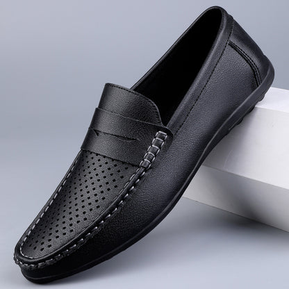 Men's Leather Shoes Microfiber Hollow-out Loafers 1805CKhei - D&A
