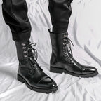 Fall Winter Lace-up Booties Black Locomotive Denim - D&A