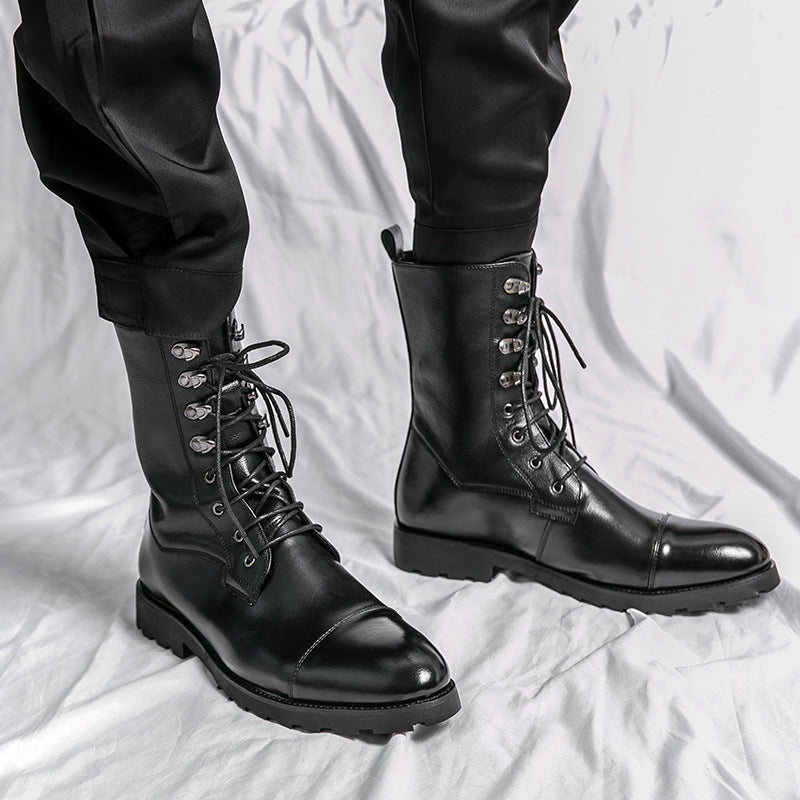 Fall Winter Lace-up Booties Black Locomotive Denim - D&A