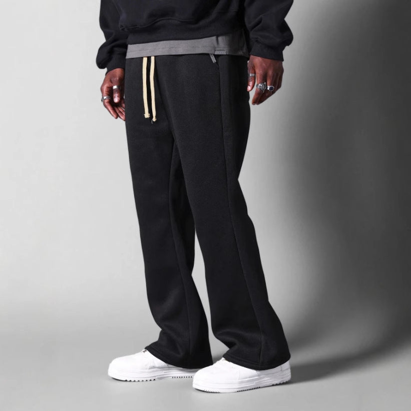 Men's Wide-leg Pants Autumn And Winter Solid Color All-matching Casual Pants Black - D&A