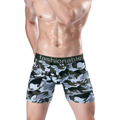 Men's Sports Lengthened Camouflage Printed Cotton Boxer Briefs - D&A