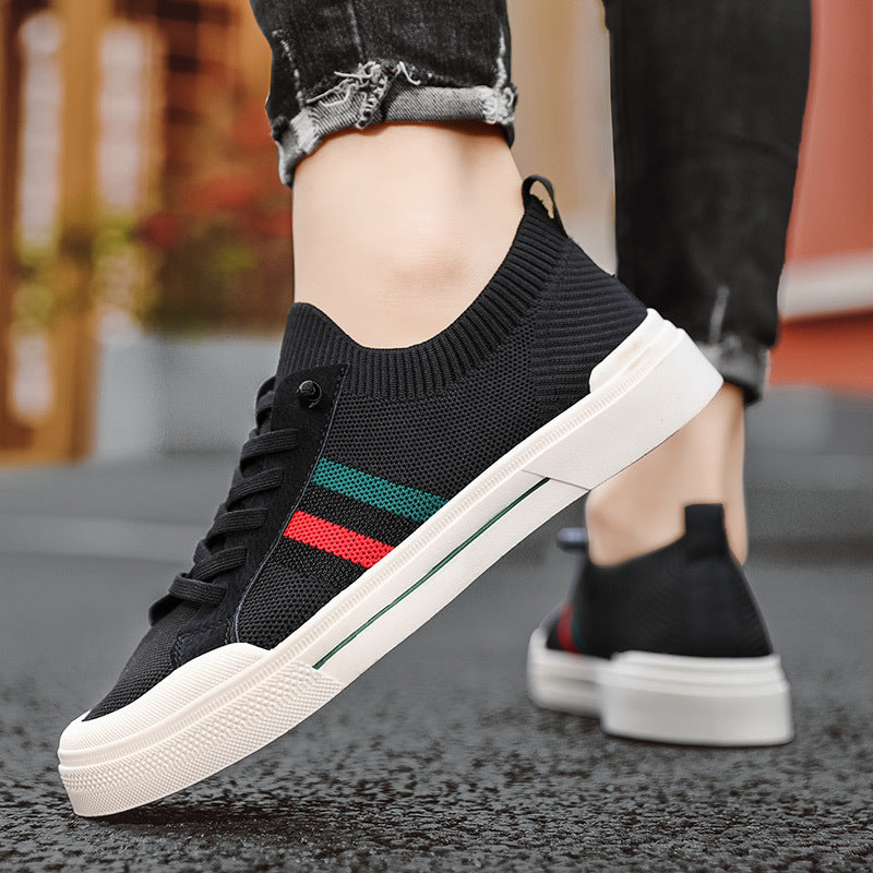Breathable Thin Knitted Mesh Men's Casual Sneakers Black - D&A