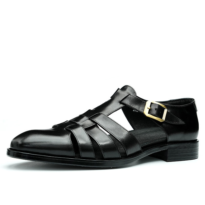 Genuine Leather Retro Fashion Business Summer Breathable Men's Shoes - D&A
