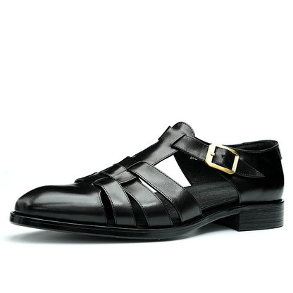Genuine Leather Retro Fashion Business Summer Breathable Men's Shoes - D&A