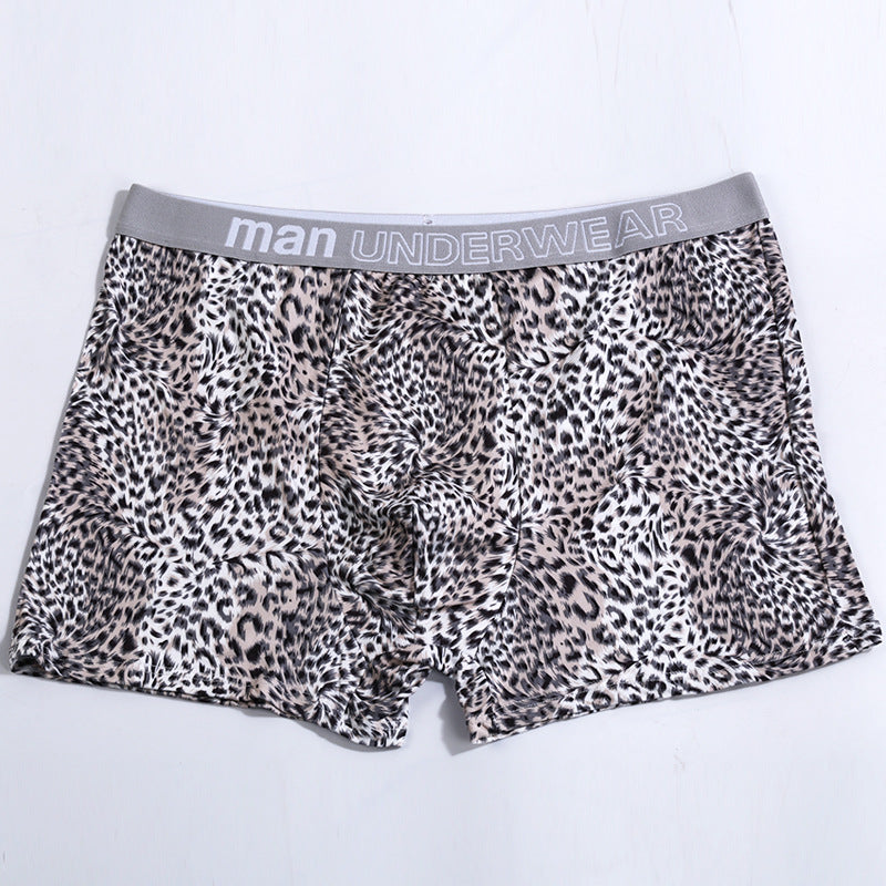 Men's Large Size Loose Leopard Print Comfortable Loose Underwear Leopard Gray - D&A