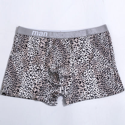 Men's Large Size Loose Leopard Print Comfortable Loose Underwear Leopard Gray - D&A