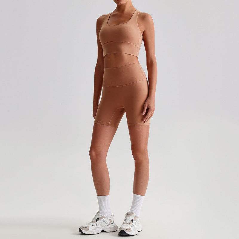 Fashion Sports Fitness Yoga Wear Suit Women 0197 Mocha Mousse Suit - D&A