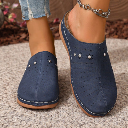 Summer New Women's Toe-covered Platform Slippers Blue - D&A
