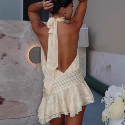 Sleeveless Lace-up Backless Sexy Mini Dress Women - D&A