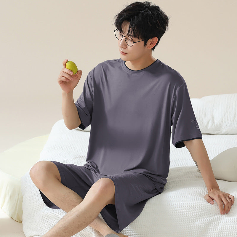 Short Sleeve Cool Wearable Ice Silk Homewear A25474 - D&A