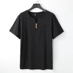 Men's Chinese-style Cotton And Linen V-neck Short Sleeve - D&A
