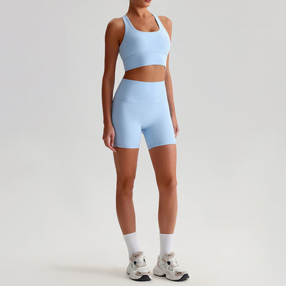 Fashion Sports Fitness Yoga Wear Suit Women 0197 Light Blue Suit - D&A