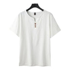 Men's Chinese-style Cotton And Linen V-neck Short Sleeve - D&A