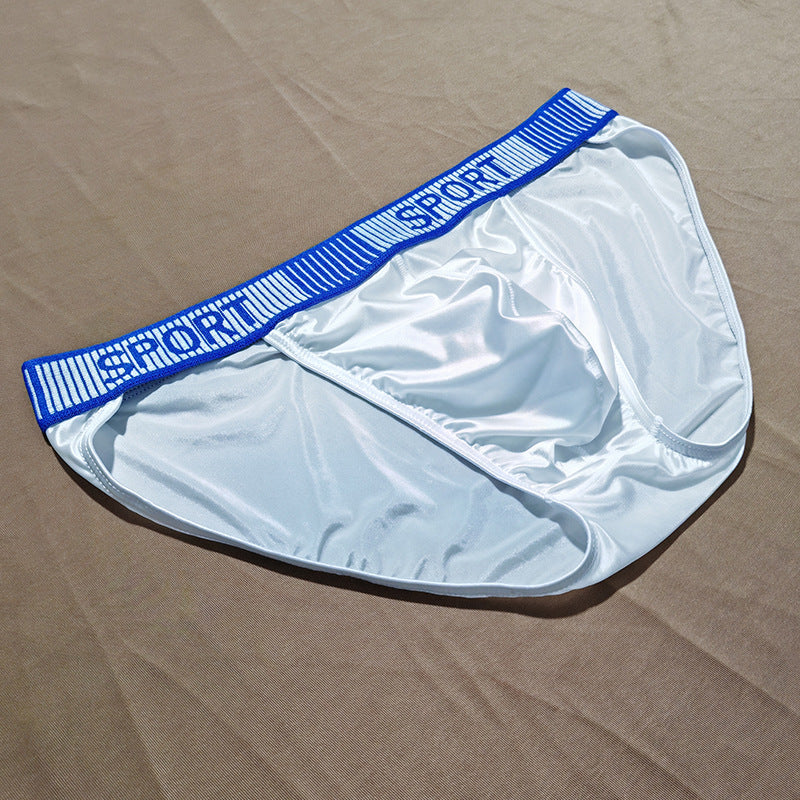 Ice Silk Men's Underwear High Slit Triangle Close-fitting Shorts White - D&A