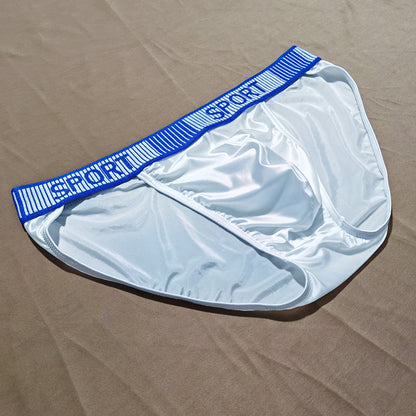 Ice Silk Men's Underwear High Slit Triangle Close-fitting Shorts White - D&A