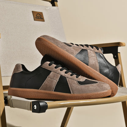 Top Layer Pigskin Leather Sneaker Japanese Canvas Retro Sports Couple Casual Shoes - D&A